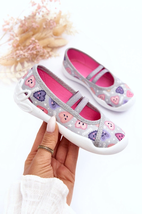 Papcie Baleriny Serca Befado 116X319 Szaro-Różowe