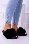 Lu Boo Damskie Klapki Z Futerkiem Czarne Fur XXL