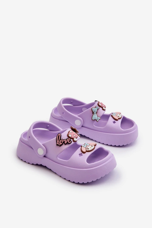 Lekkie Piankowe Klapki Dziecięce Z Ozdobami Fioletowe Ifrana