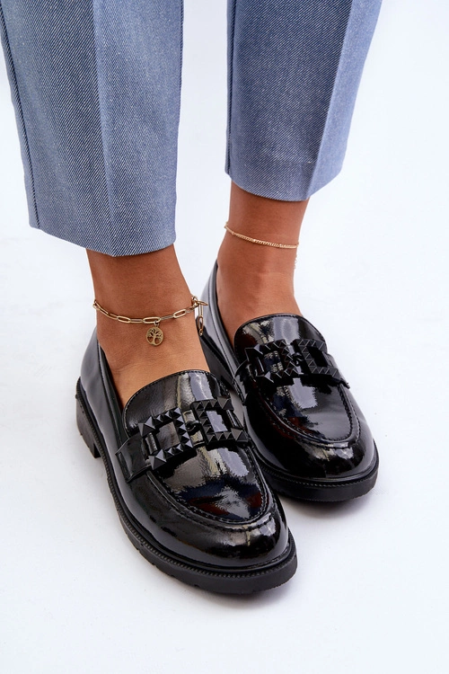 Lakierowane Mokasyny Damskie Z Ozdobą S.Barski HY371A