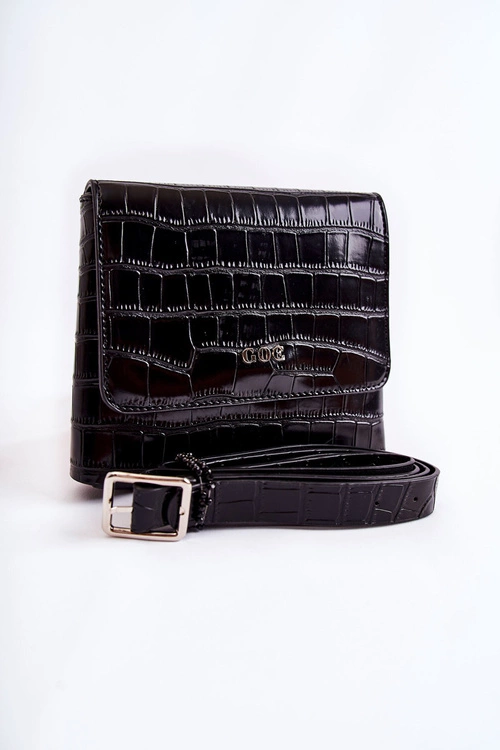 Skórzana Mała Torebka Listonoszka GOE ZNJ034 Czarna