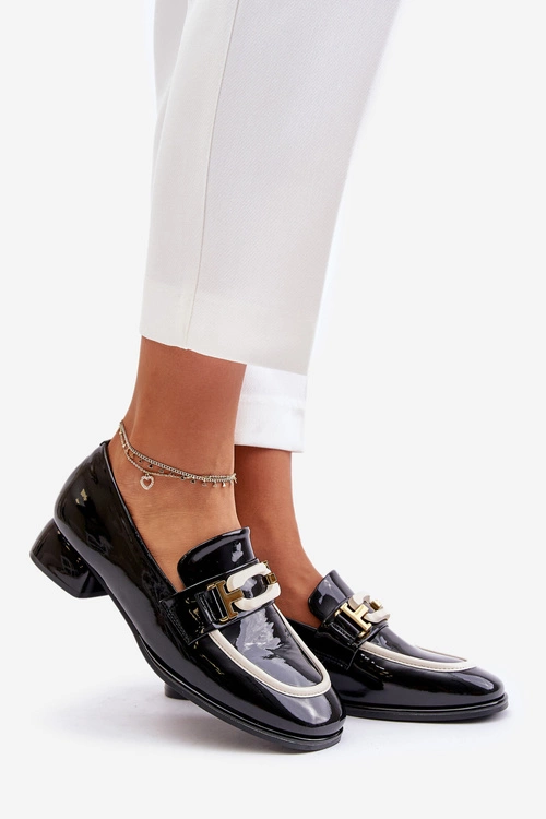 Lakierowane Półbuty Damskie Na Klocku Artiker 55C0104 Czarne