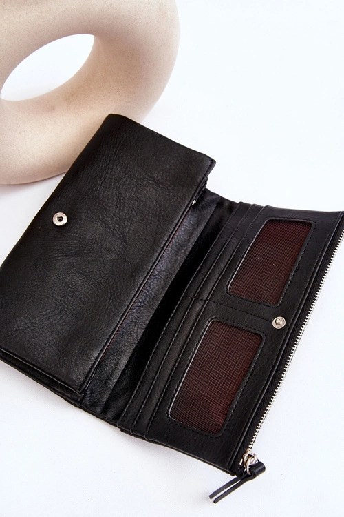 Damski Duży Pojemny Portfel Czarny Evina