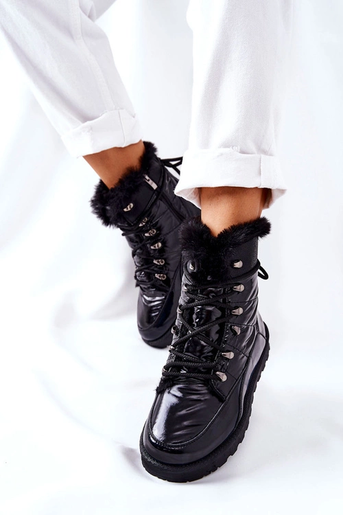 Wysokie Śniegowce Ocieplane Futerkiem Czarne Sneezy