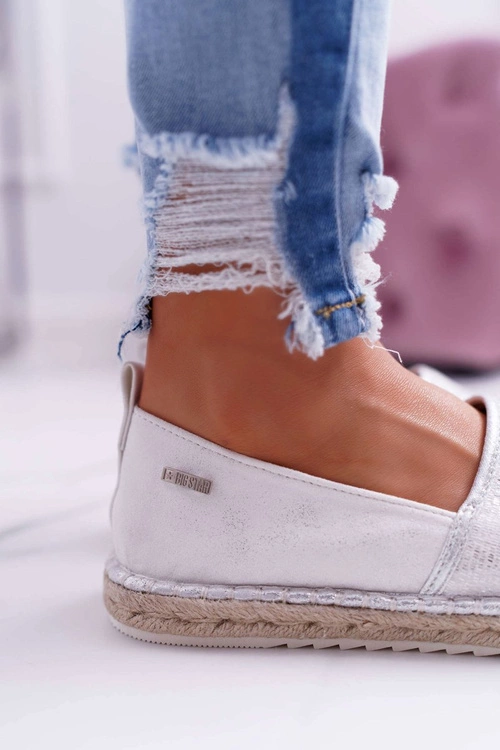 Espadryle Damskie Big Star Pleciona Podeszwa Srebrne DD274770