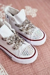 Dziecięce Trampki Z Cyrkoniami Białe Smile