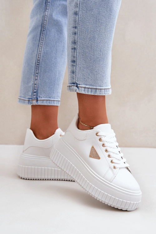 Stylowe Sneakersy Na Masywnej Platformie Białe Vallexia