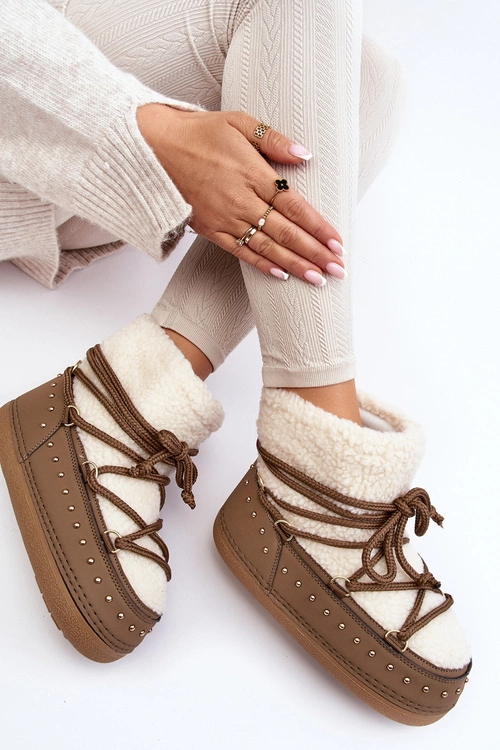 Damskie Ocieplane Śniegowce Brązowe Rohes