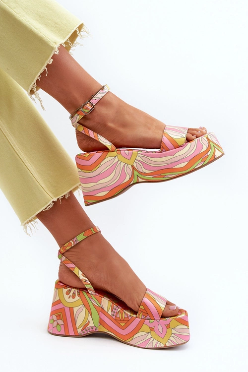 Wzorzyste Sandały Na Platformie I Koturnie Multikolor Wiandia