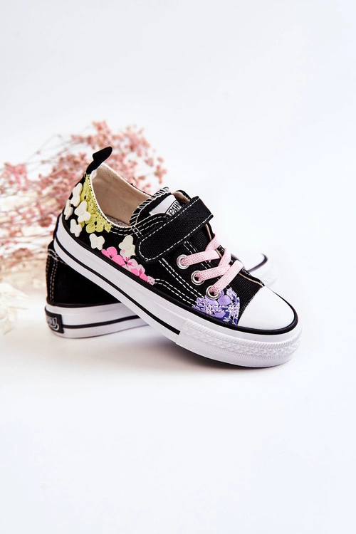 Dziecięce Trampki Materiałowe Print Czarne Buster