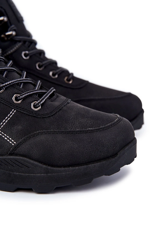 Męskie Ocieplane Botki Trapery Czarne Allan
