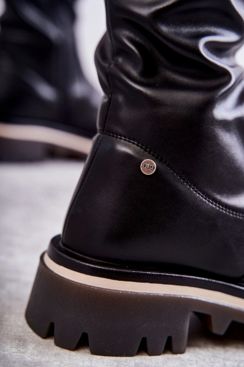 Skórzane Kozaki Za Kolano GOE KK2N4024 Czarne