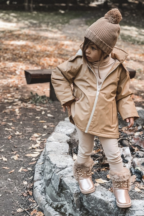 Dziecięce Śniegowce Ocieplane Futerkiem Różowe Złoto Bonni