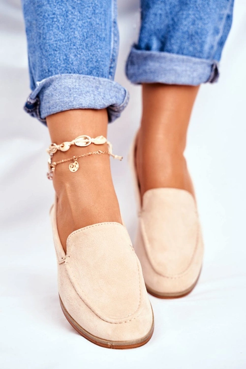 Damskie Półbuty Wsuwane Zamszowe Beżowe Twinky