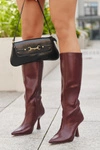 Kozaki Damskie Na Szpilce Przed Kolano Bordowe Vionette