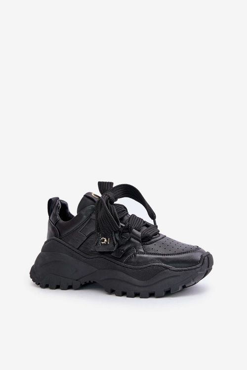 Damskie Skórzane Sneakersy Czarne CheBello 4583