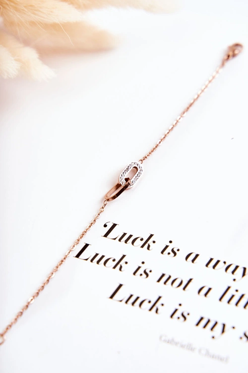 Damska Bransoletka Celebrytka Z Owalnymi Ozdobami Różowe Złoto