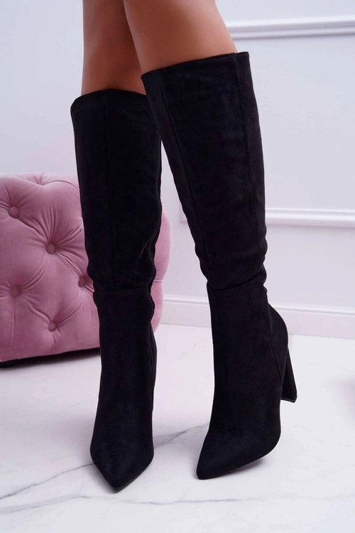 Kozaki Damskie Na Słupku Do Kolan Czarne Warden