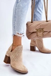 Zamszowe Botki Z Wycięciem Jasnobeżowe Layne