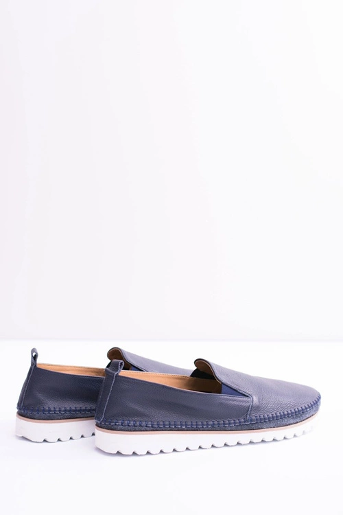 Granatowe Męskie Skórzane Mokasyny Perlugo