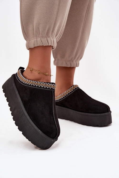 Śniegowce Damskie Z Ozdobnym Haftem Czarne Jenira