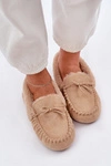 Mokasyny Kapcie Damskie Z Futerkiem Beżowe Kleogoria