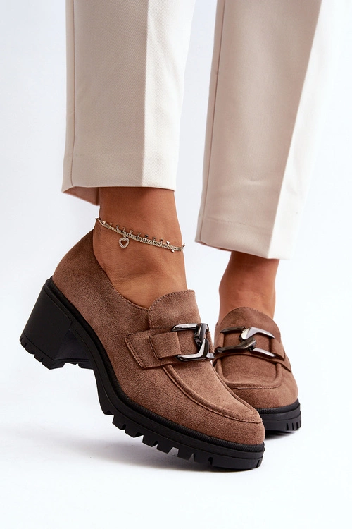 Zamszowe Półbuty Na Masywnym Obcasie Brązowe Finley