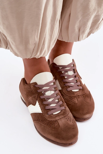 Sneakersy Z Naturalnego Zamszu Zazoo N1412 Brązowe