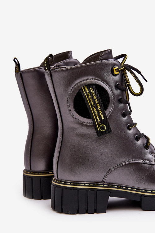 Dziecięce Ocieplane Botki Trapery Szare Iomare