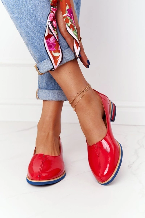 Skórzane Lakierowane Półbuty Maciejka 05035-08 Czerwone