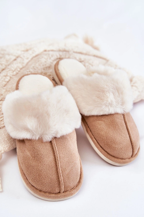 Damskie Gładkie Papcie Z Futerkiem Beżowe Morisea