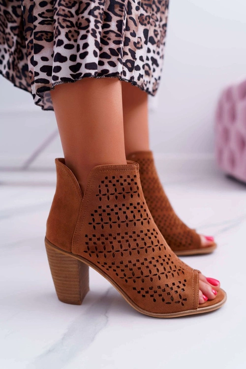 Botki Damskie Na Słupku Wiosenne Camel Matty2