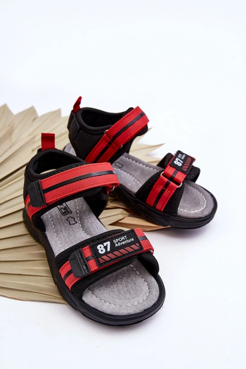 Lekkie Dziecięce Sandałki Na Rzepy Czerwone Brando