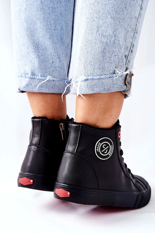 Damskie Ocieplane Trampki Cross Jeans Wysokie Czarne II2R4009C