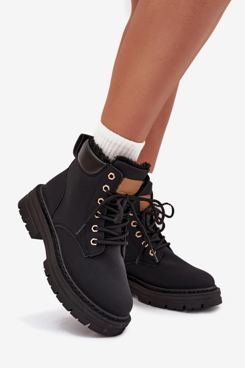 Trapery Damskie Ocieplane Futerkiem Na Zamek Czarne Tharika