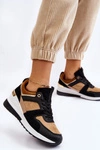 Klasyczne Sneakersy Na Koturnie Beżowo-Czarne Collide