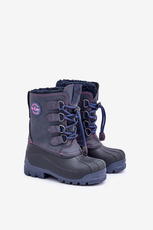 Wysokie Ciepłe Śniegowce Dziecięce Ze Ściągaczem Lee Cooper LCJ-24-44-2843K Granatowe
