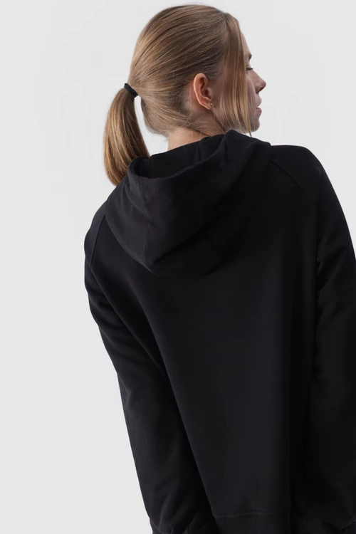 Dresowa Bluza Damska Z Kapturem Nierozpinana 4F 4FWMM00TSWSF1468-20S Czarna