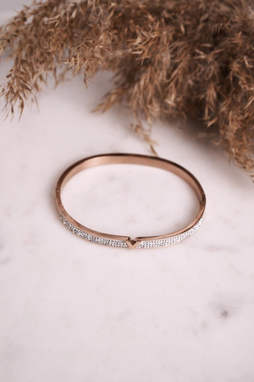 Bransoletka Stalowa z Cyrkoniami Różowe Złoto Venus