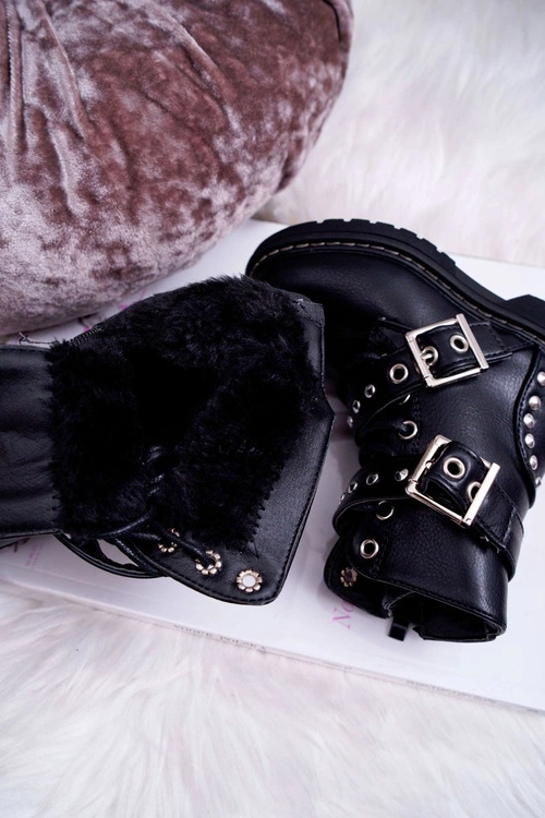 Dziecięce Botki Ocieplane Rockowe Czarne SmallRock