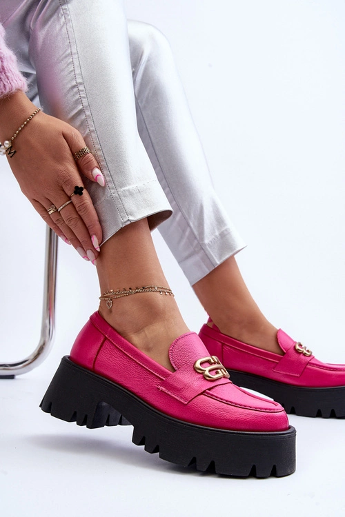 Zazoo 20164 Damskie Loafersy Ze Skóry Naturalnej Fuksja