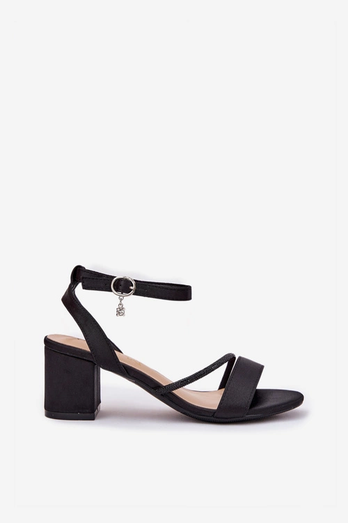 Sandały Damskie Na Słupku Z Cyrkoniami Vinceza 20268 Czarne