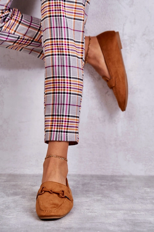 Zamszowe Mokasyny Z Ozdobą Camel Santi