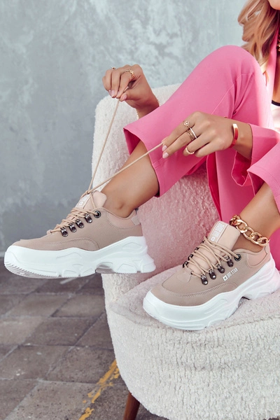 Damskie Sportowe Buty Sneakersy Big Star JJ274A222 Beżowe