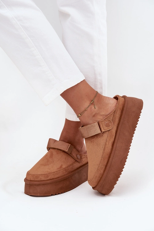 Śniegowce Damskie Na Platformie Z Rzepem Camel Jorielle