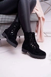 Damskie Botki Ciepłe Zamszowe Czarne Gerta