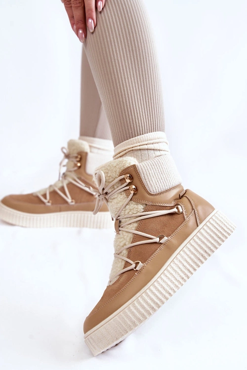 Damskie Botki Śniegowce La.Fi 280072TA-QN Beżowe