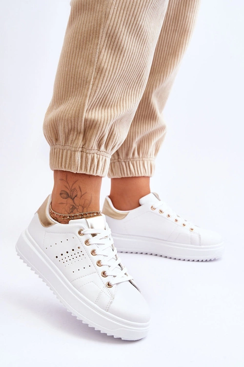 Damskie Sportowe Buty Biało-Złote Be First!