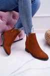 Botki Damskie na Koturnie Zamsz Camel Tema