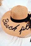 Damski Kapelusz 100% Papier Camel Duże Rondo Beach Please